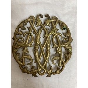 Virginia Metalcrafters Brass 1950 Colonial Williamsburg Cypher Trivet CW10-14 W